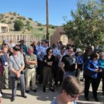 NAALJ attendees receiving instructions for the walking tour of Pueblo de San Ildefonso